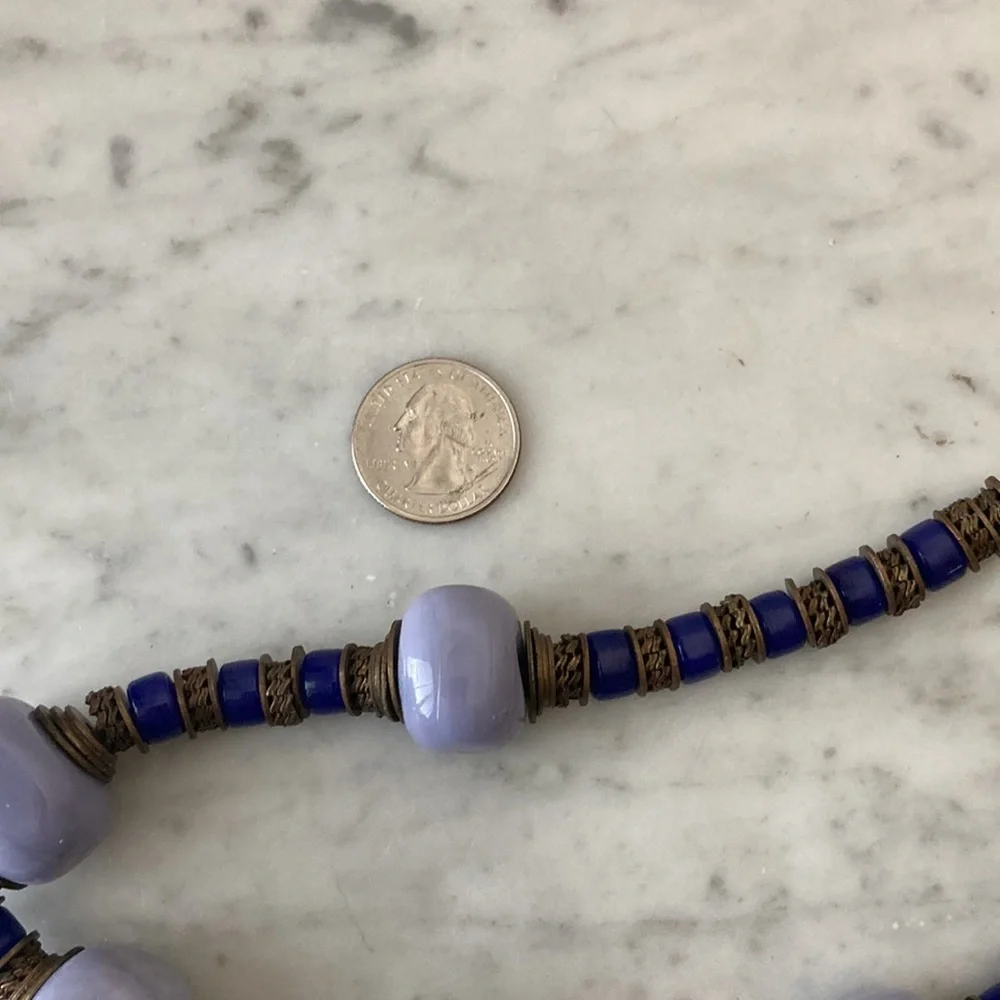 Murano Glass Necklace Artist Studio Made Purple Beads - Picture 8 of 8